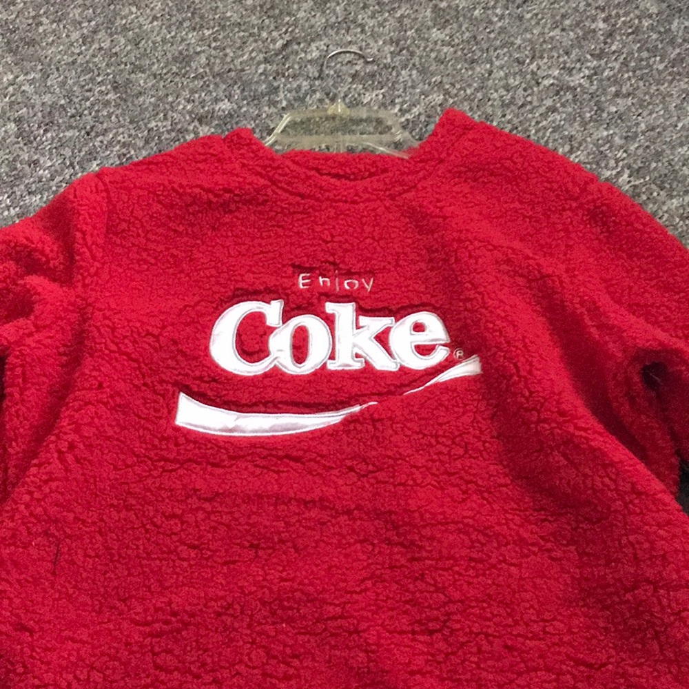 Red fuzzy Coca Cola sweatshirt